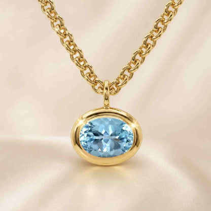 Gold Blue Topaz Necklace - Avery