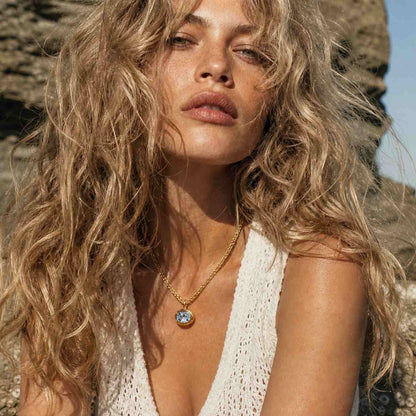 Gold Blue Topaz Necklace - Avery