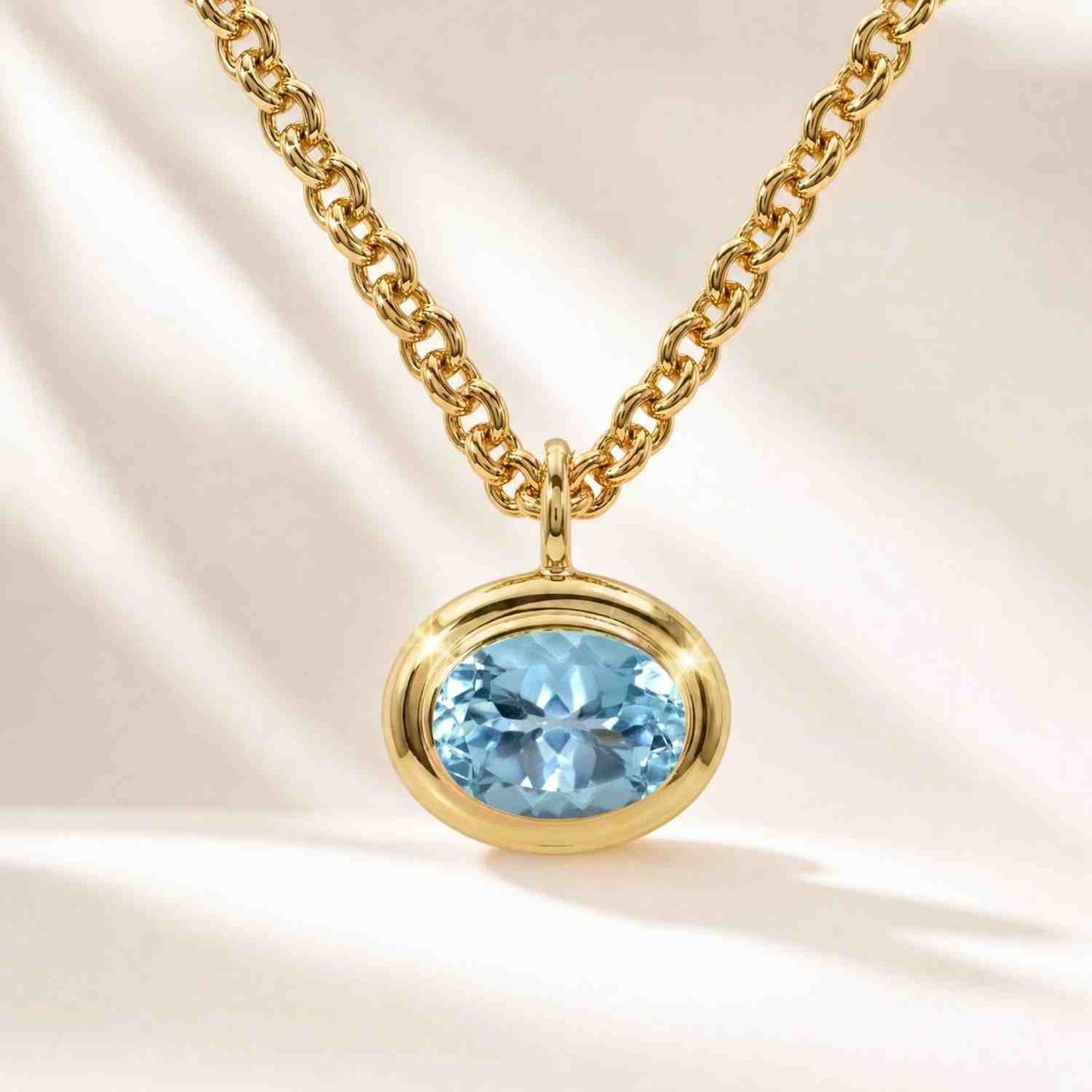 Gold Blue Topaz Necklace - Avery
