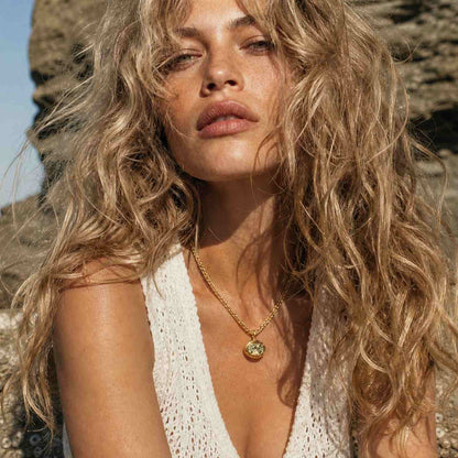 Gold Green Quartz Necklace - Margo