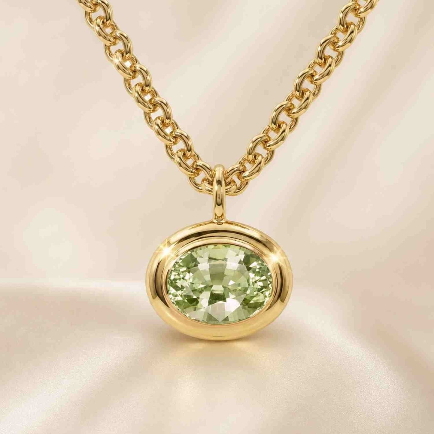 Gold Green Quartz Necklace - Margo