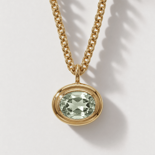 Gold Green Quartz Necklace - Margo