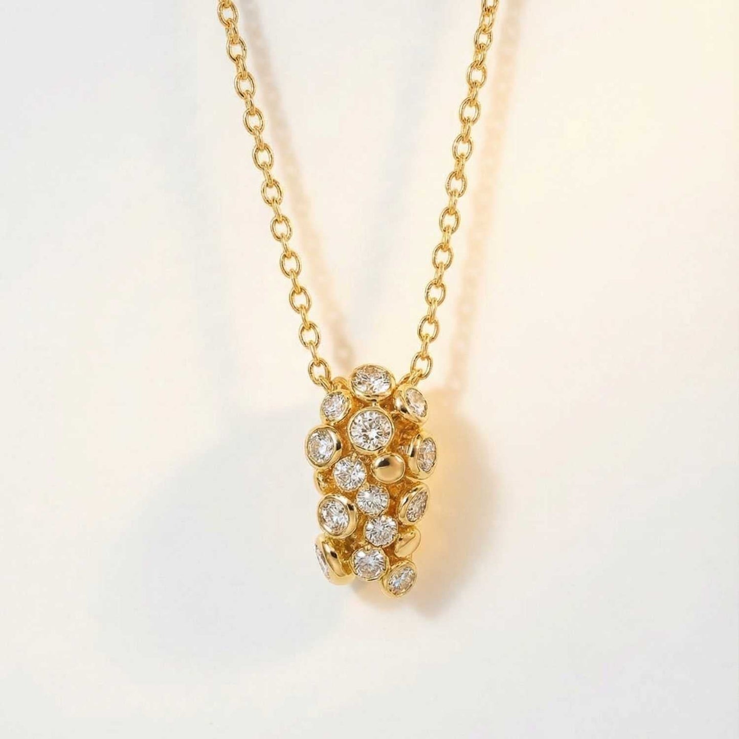 Gold Lyra Necklace with Barnacles and White Topaz