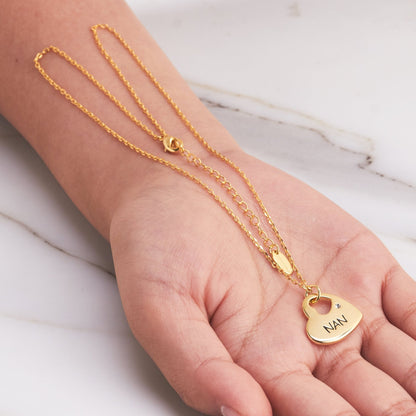Gold Nan Heart Necklace Created with Zircondia® Crystals