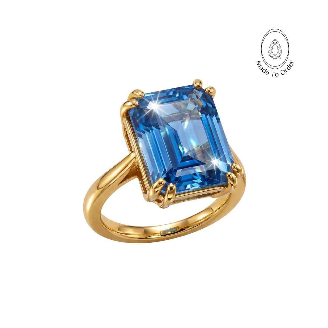 Gold or Silver Ocean Blue Topaz Ring - Bali