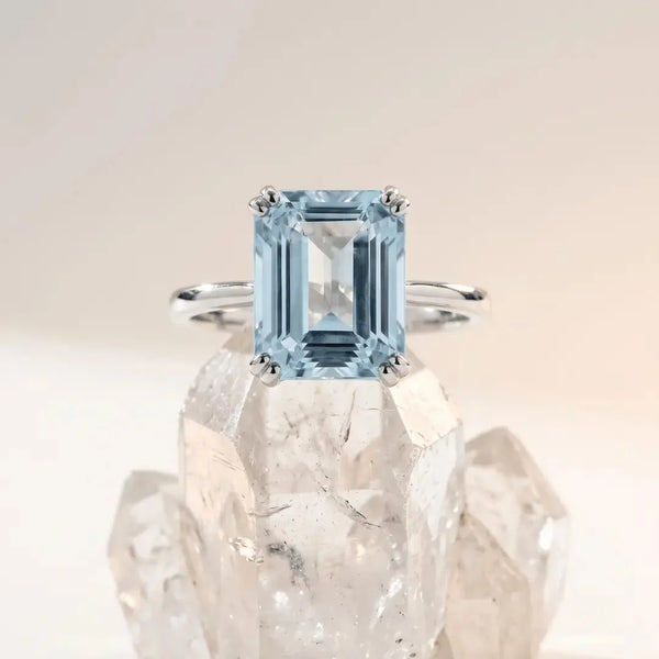 Gold or Silver Ocean Blue Topaz Ring - Bali