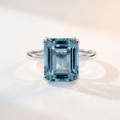 Gold or Silver Ocean Blue Topaz Ring - Bali