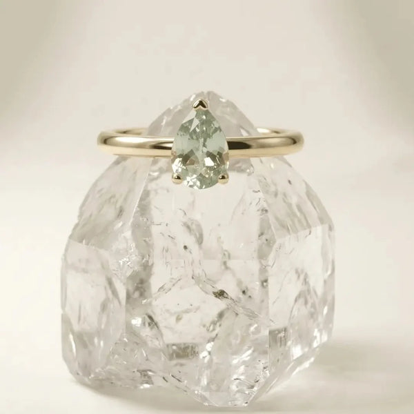 Gold or Silver Pear Amethyst Ring- Zinnia