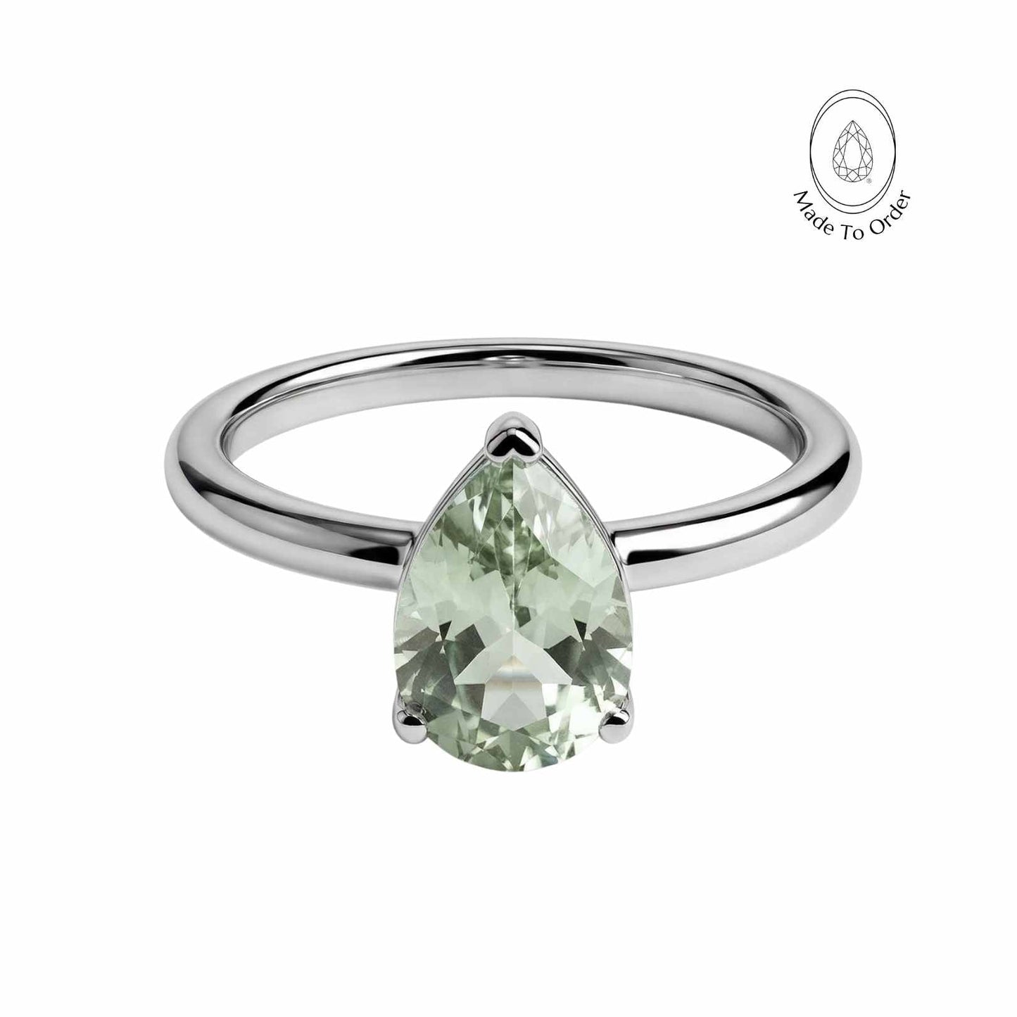 Gold or Silver Pear Amethyst Ring- Zinnia