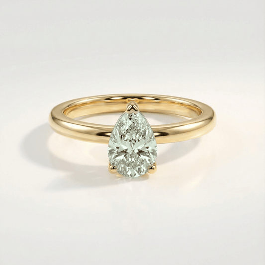 Gold or Silver Pear Amethyst Ring- Zinnia