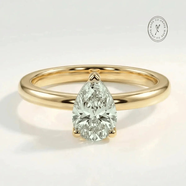 Gold or Silver Pear Amethyst Ring- Zinnia