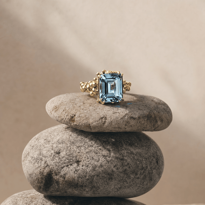 Gold or Silver Sky Blue Topaz Ring - Aurelia
