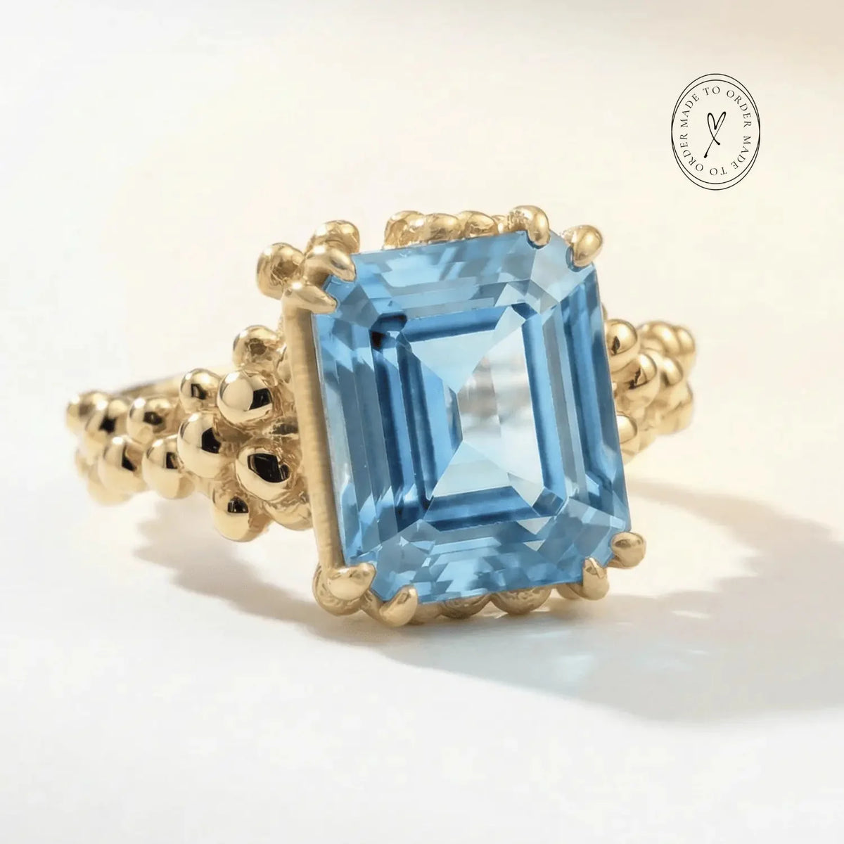 Gold or Silver Sky Blue Topaz Ring - Aurelia