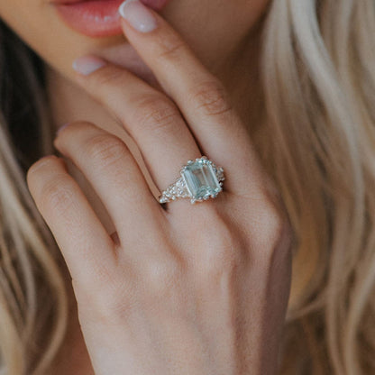 Silver Statement Green Quartz Ring - Giselle