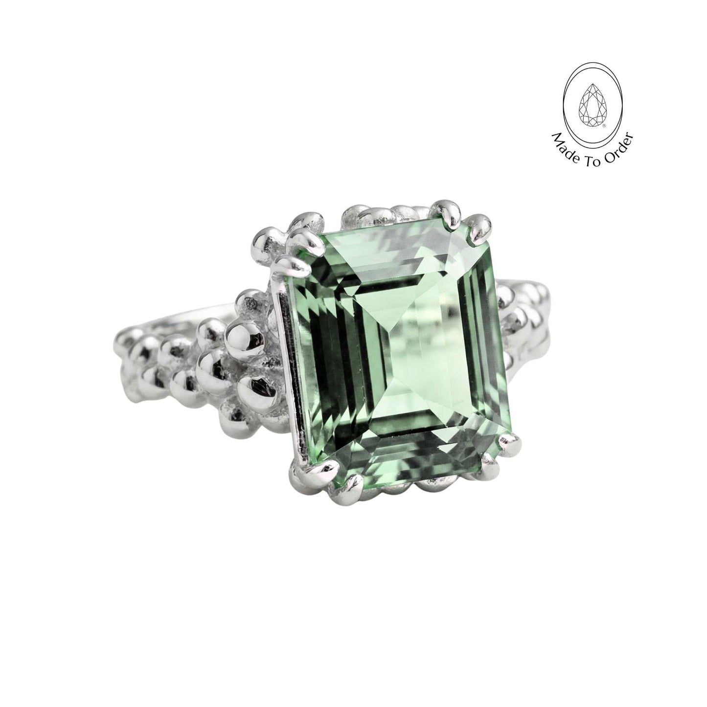 Silver Statement Green Quartz Ring - Giselle