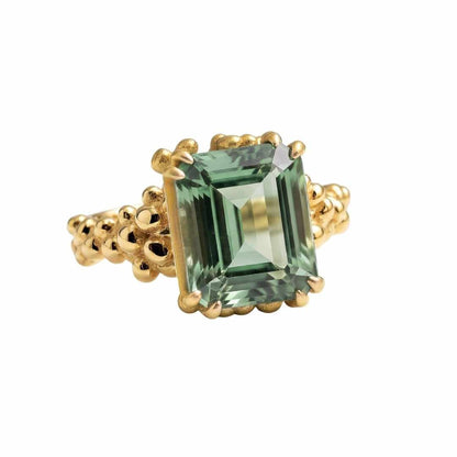 Gold or Silver Statement Green Quartz Ring - Giselle