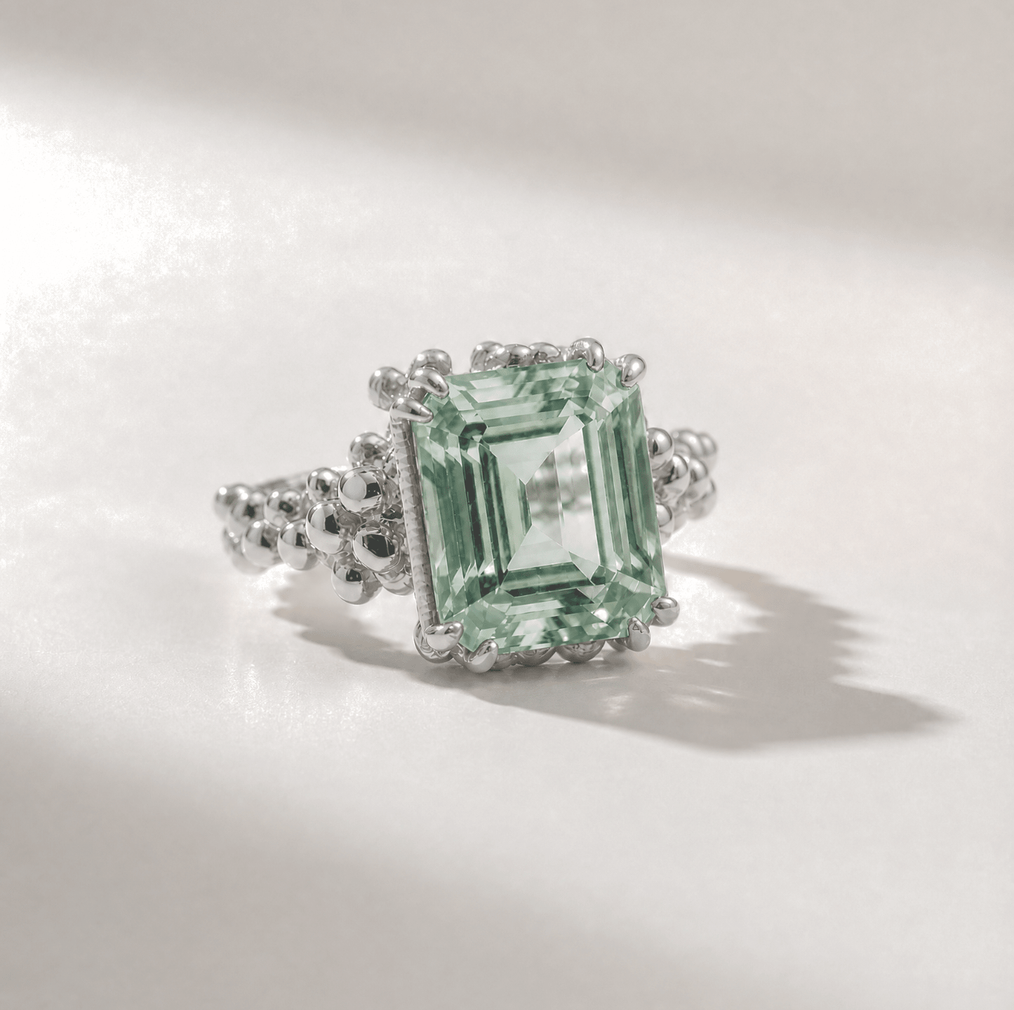 Gold or Silver Statement Green Quartz Ring - Giselle