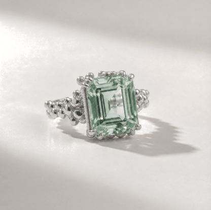 Gold or Silver Statement Green Quartz Ring - Giselle