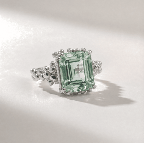 Gold or Silver Statement Green Quartz Ring - Giselle