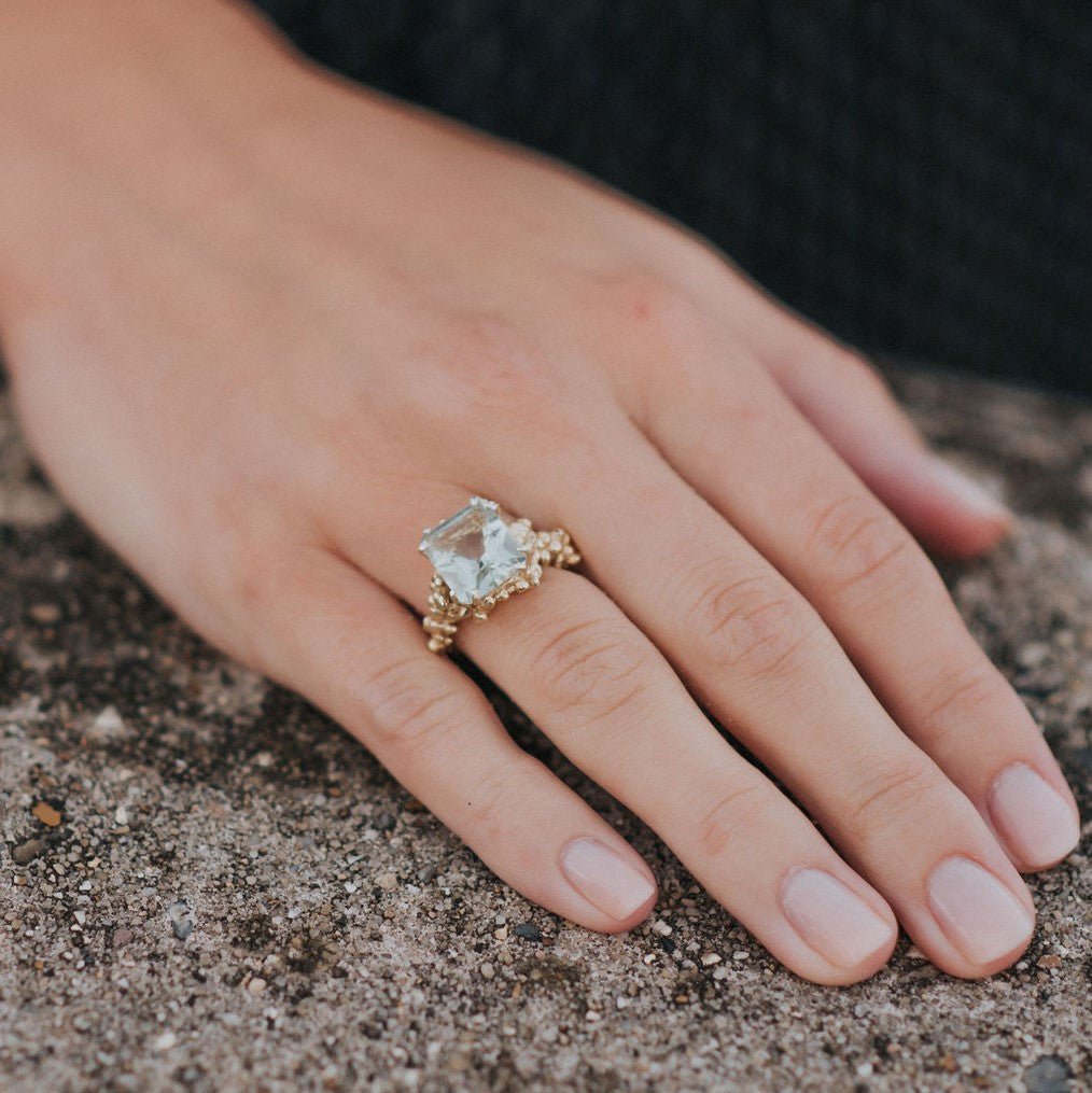 Gold or Silver Statement Green Quartz Ring - Giselle