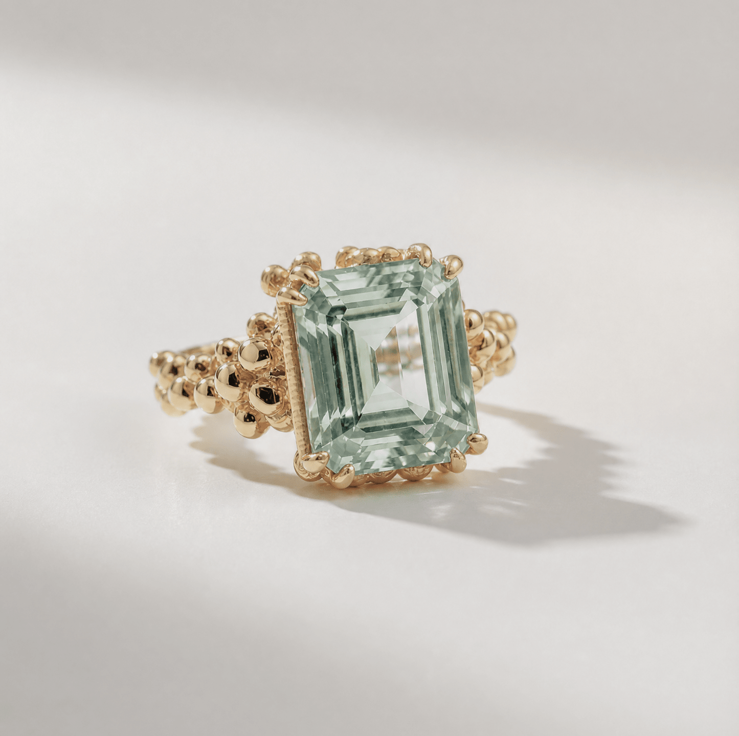 Gold or Silver Statement Green Quartz Ring - Giselle