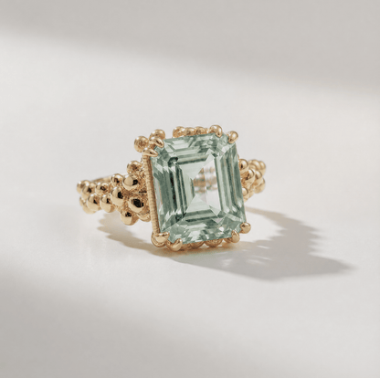 Gold or Silver Statement Green Quartz Ring - Giselle