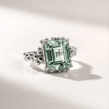 Gold or Silver Statement Green Quartz Ring - Giselle