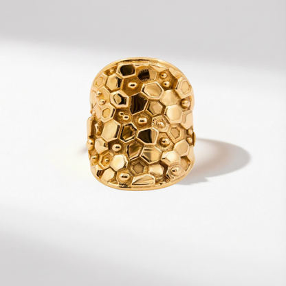 Bague large de caractère dorée ou argentée - Hemera