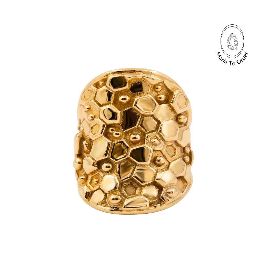 Bague large de caractère dorée ou argentée - Hemera