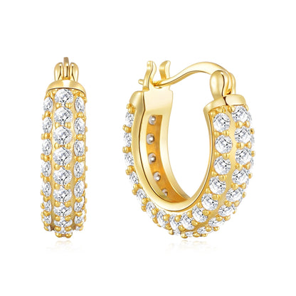 Gold Plated 20mm Pave Hoop Earrings Created with Zircondia® Crystals