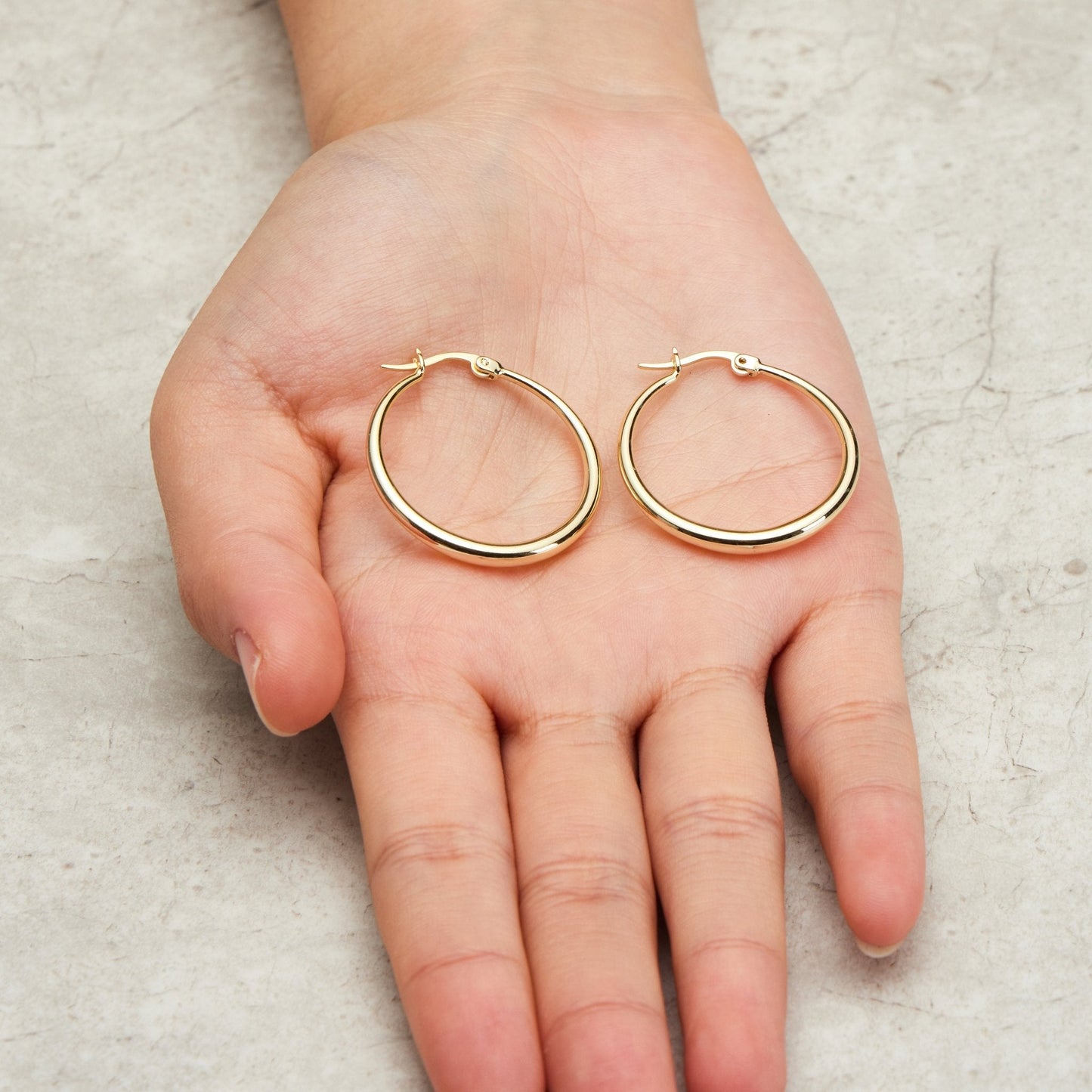 Gold Plated 30mm Hoop Earrings