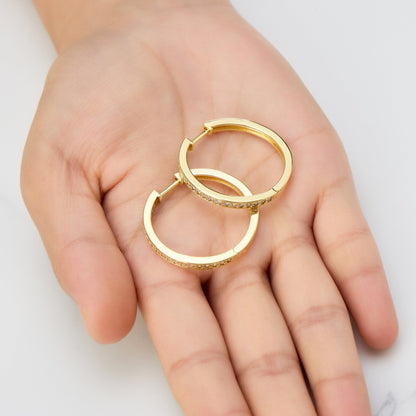 Gold Plated 30mm Hoop Earrings Created with Zircondia® Crystals