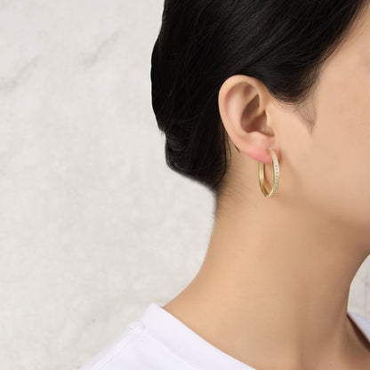 Gold Plated 30mm Hoop Earrings Created with Zircondia® Crystals