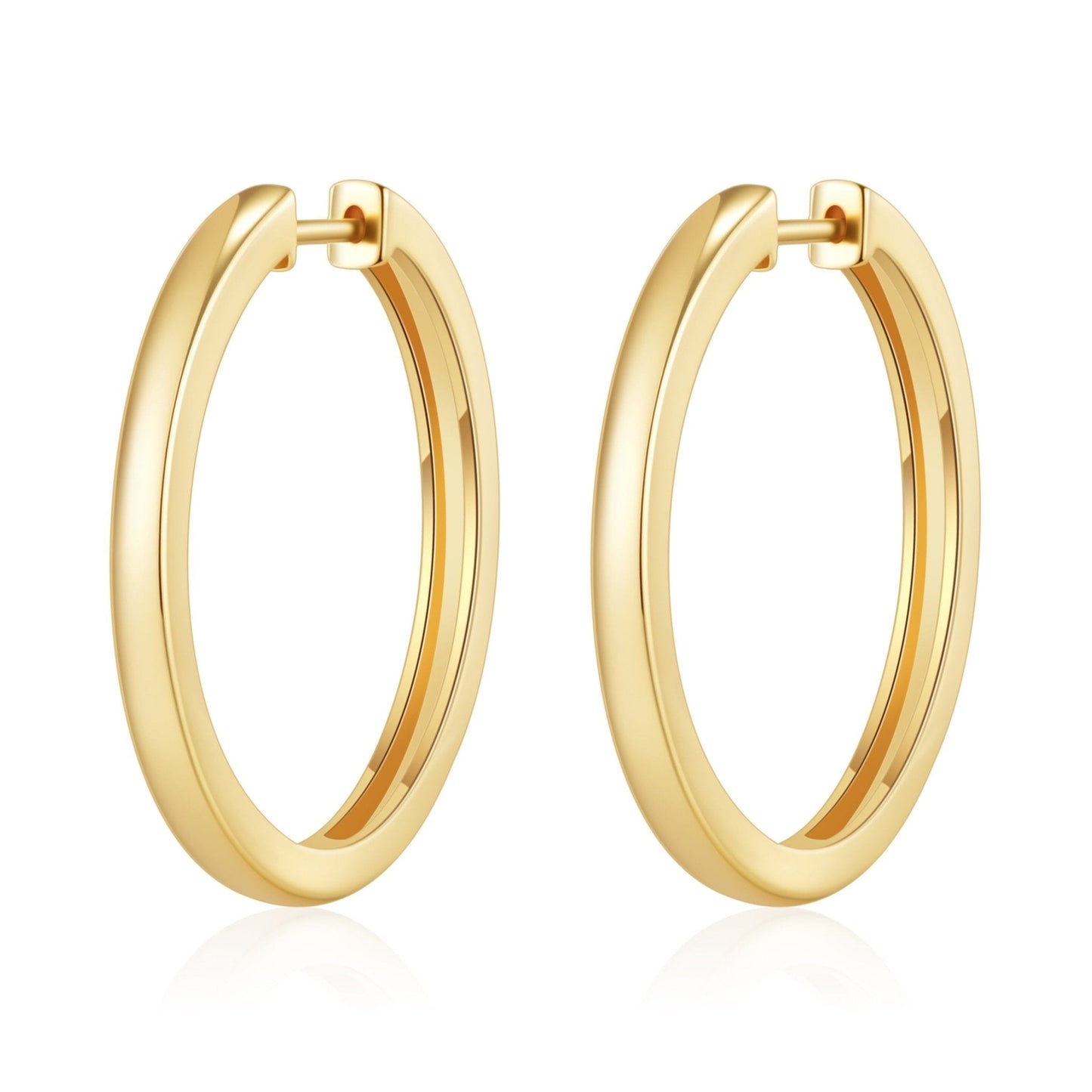 Gold Plated 30mm Plain Hoop Earrings