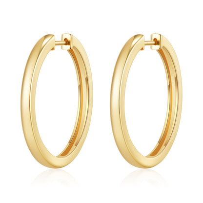 Gold Plated 30mm Plain Hoop Earrings