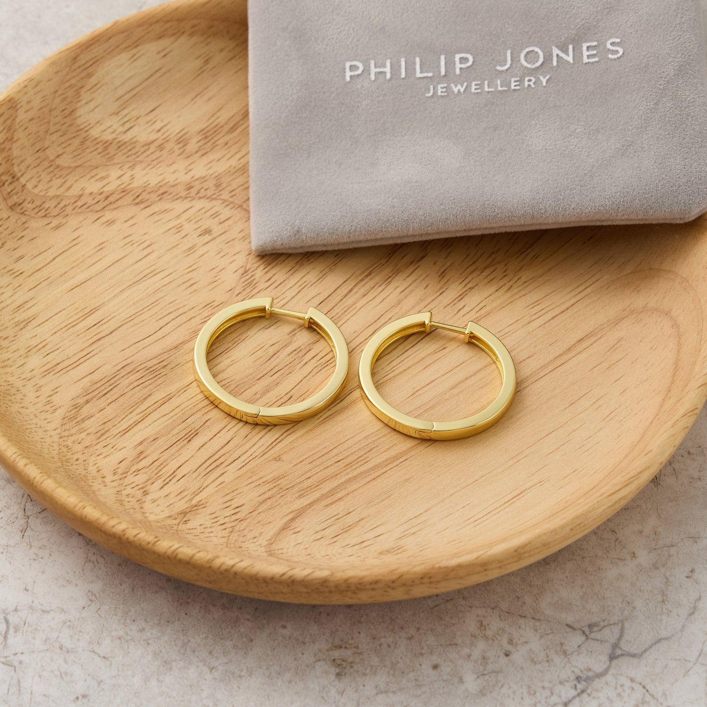 Gold Plated 30mm Plain Hoop Earrings