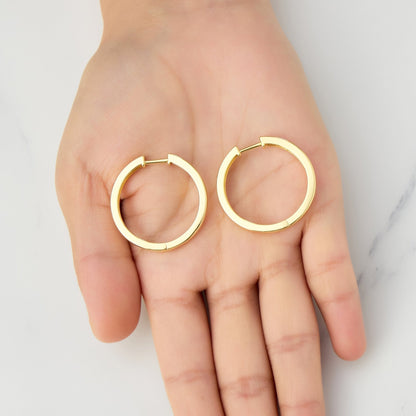 Gold Plated 30mm Plain Hoop Earrings