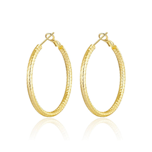 Gold Plated 40mm Diamond Cut Hoop Earrings