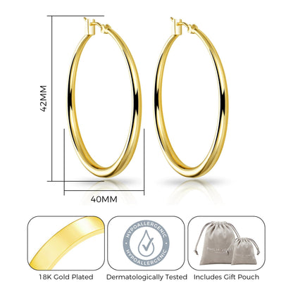 Gold Plated 40mm Hoop Earrings