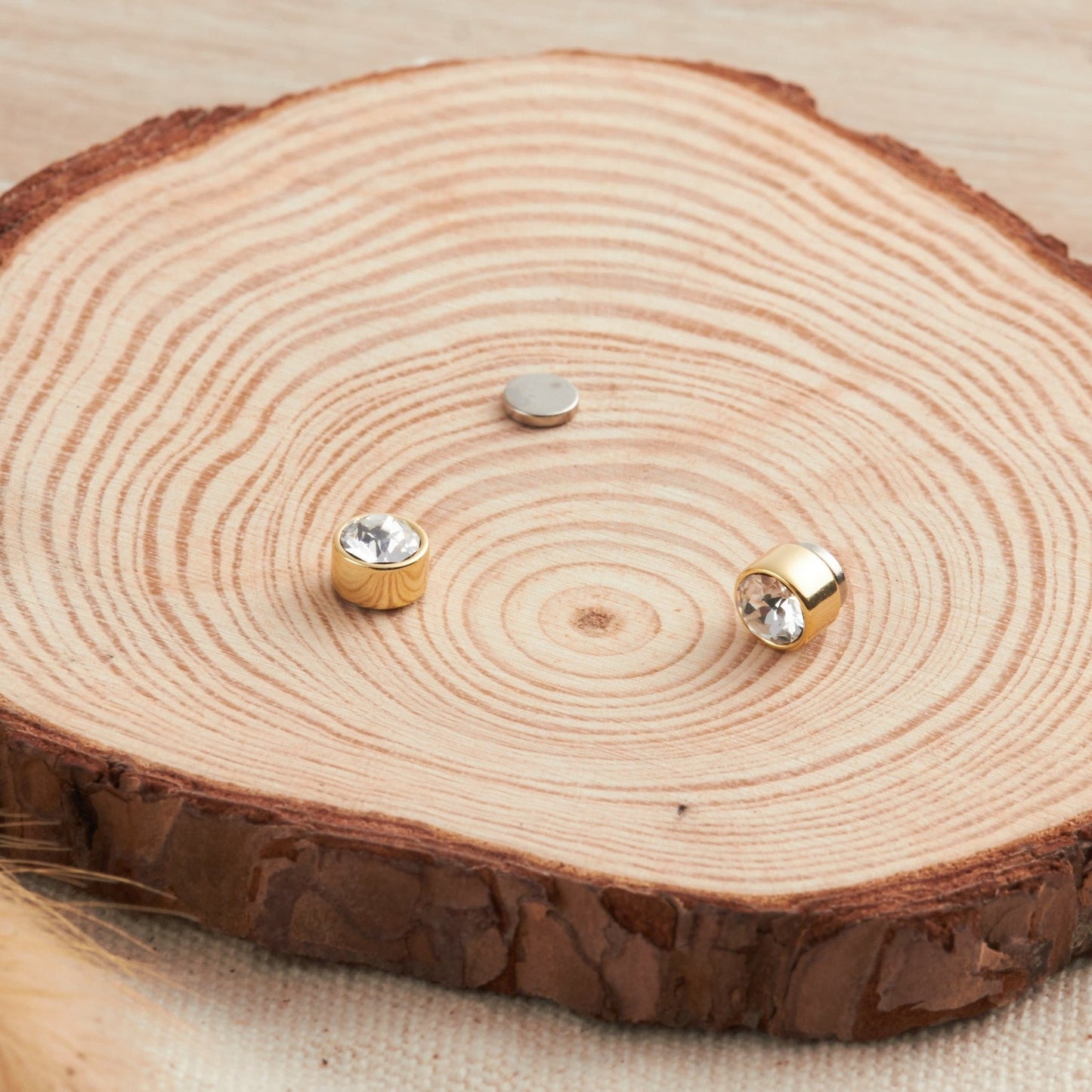 Gold Plated 6mm Magnetic Clip On Earrings Created with Zircondia® Crystals