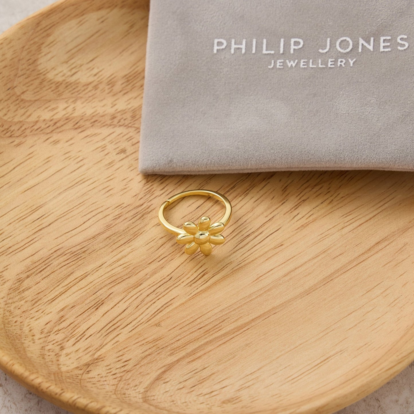 Gold Plated Adjustable Daisy Ring