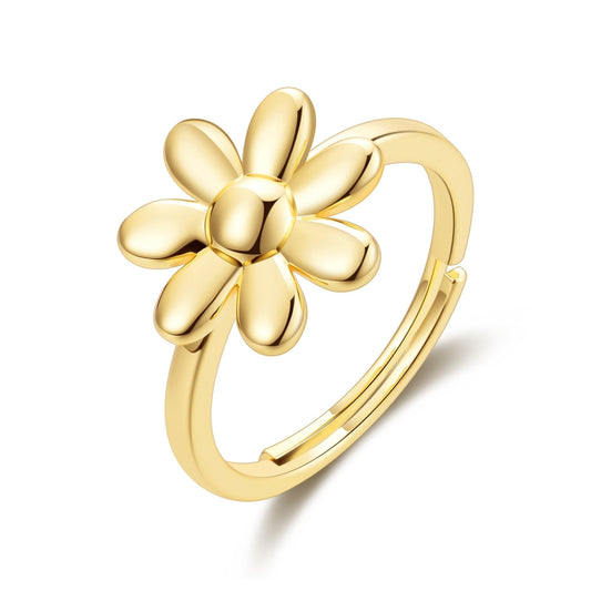 Gold Plated Adjustable Daisy Ring