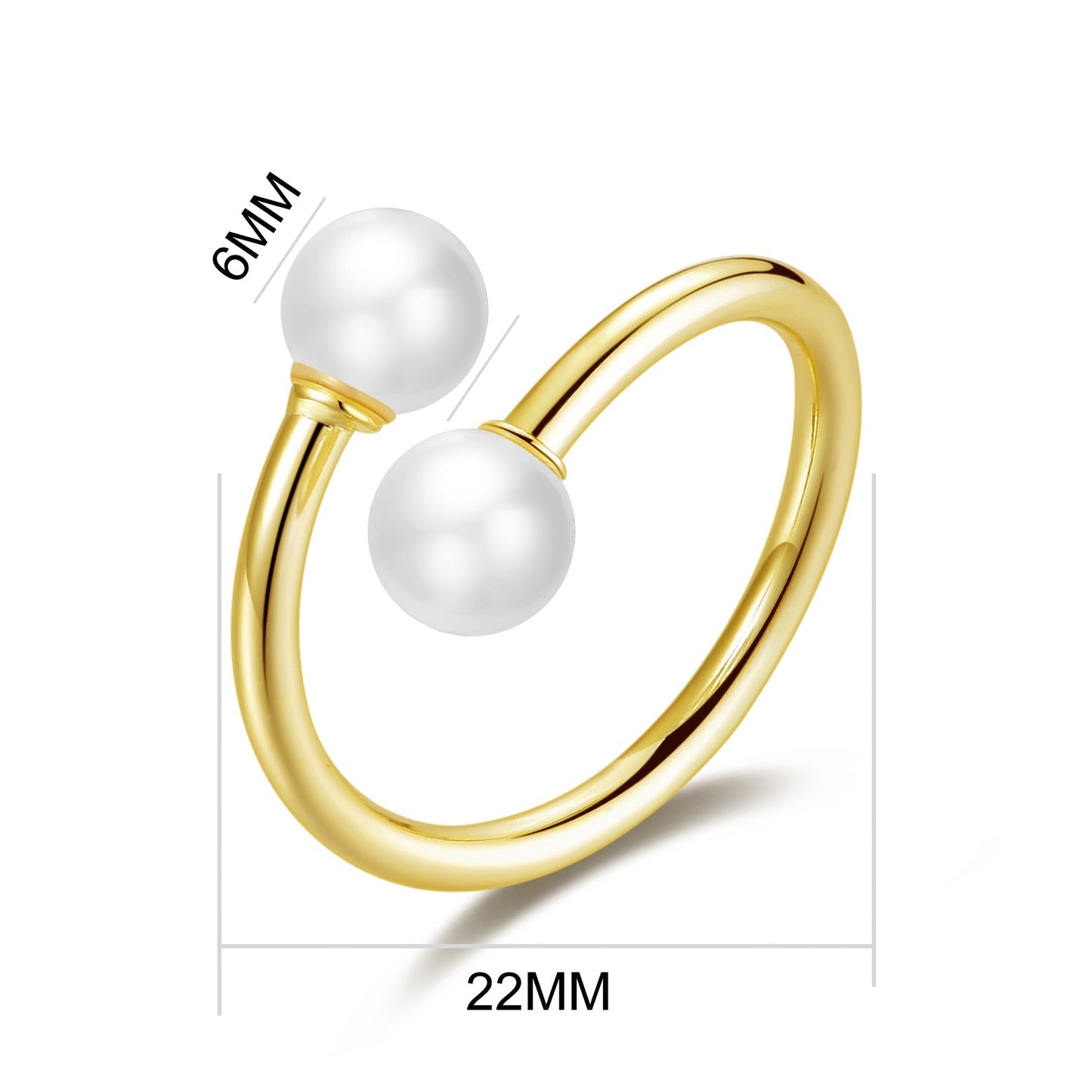 Gold Plated Adjustable Double Pearl Ring