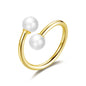 Gold Plated Adjustable Double Pearl Ring