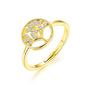 Gold Plated Adjustable Tree of Life Ring Created with Zircondia® Crystals