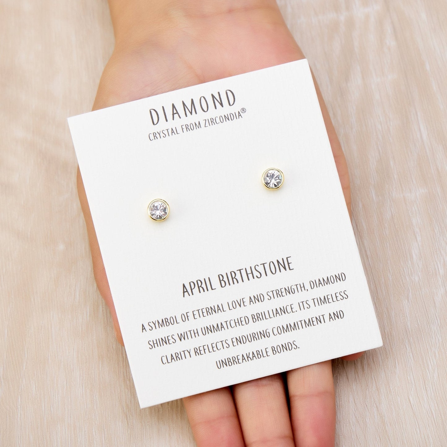Gold Plated April (Diamond) Birthstone Earrings Created with Zircondia® Crystals