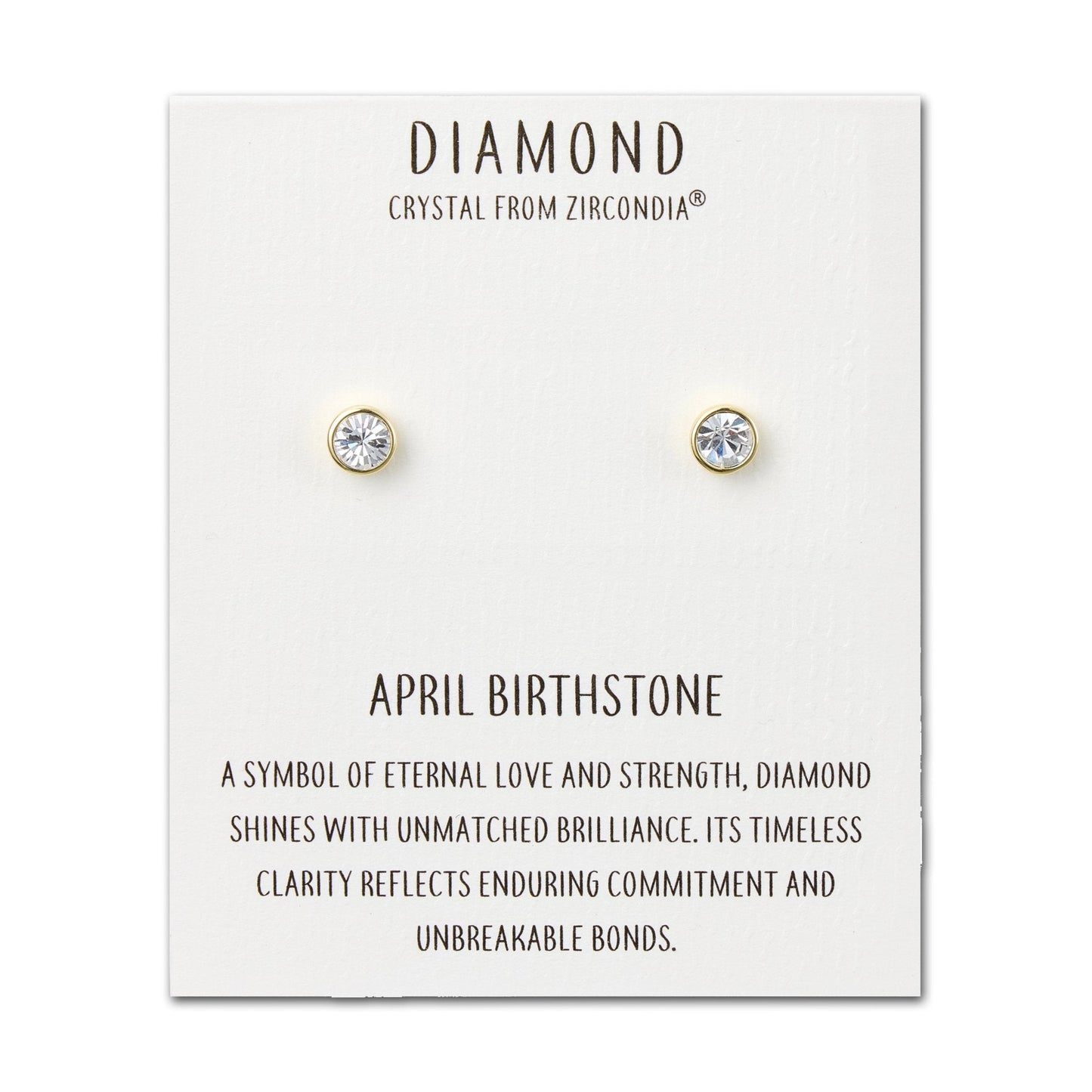 Gold Plated April (Diamond) Birthstone Earrings Created with Zircondia® Crystals