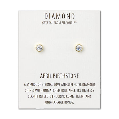 Gold Plated April (Diamond) Birthstone Earrings Created with Zircondia® Crystals