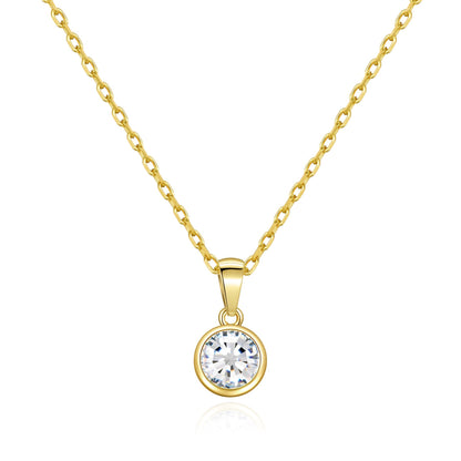 Gold Plated April (Diamond) Birthstone Necklace Created with Zircondia® Crystals