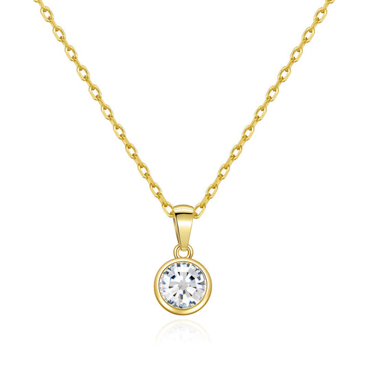 Gold Plated April (Diamond) Birthstone Necklace Created with Zircondia® Crystals